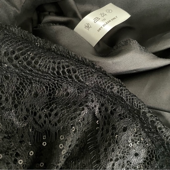 Playlord Sleeveless Black Velour Lace Asymetric Hem Dress - Picture 8 of 8